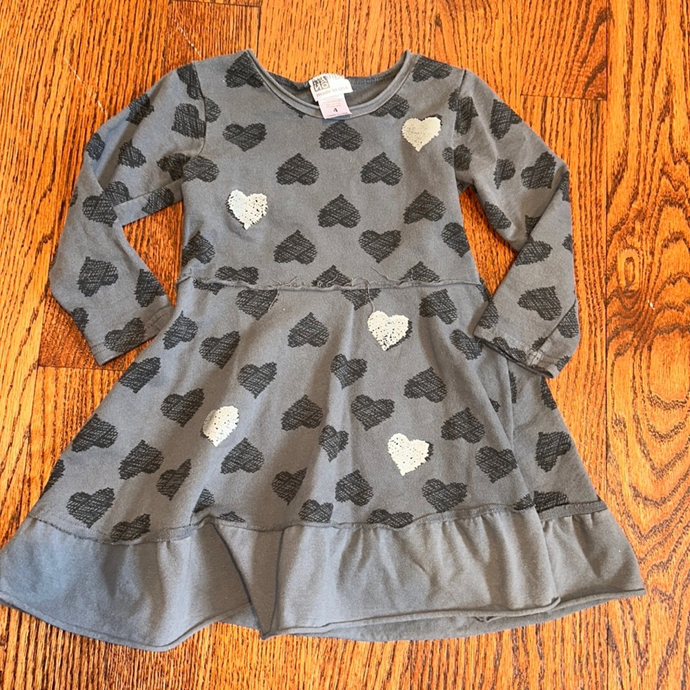 NANO gray black heart sweatshirt dress  - size 4